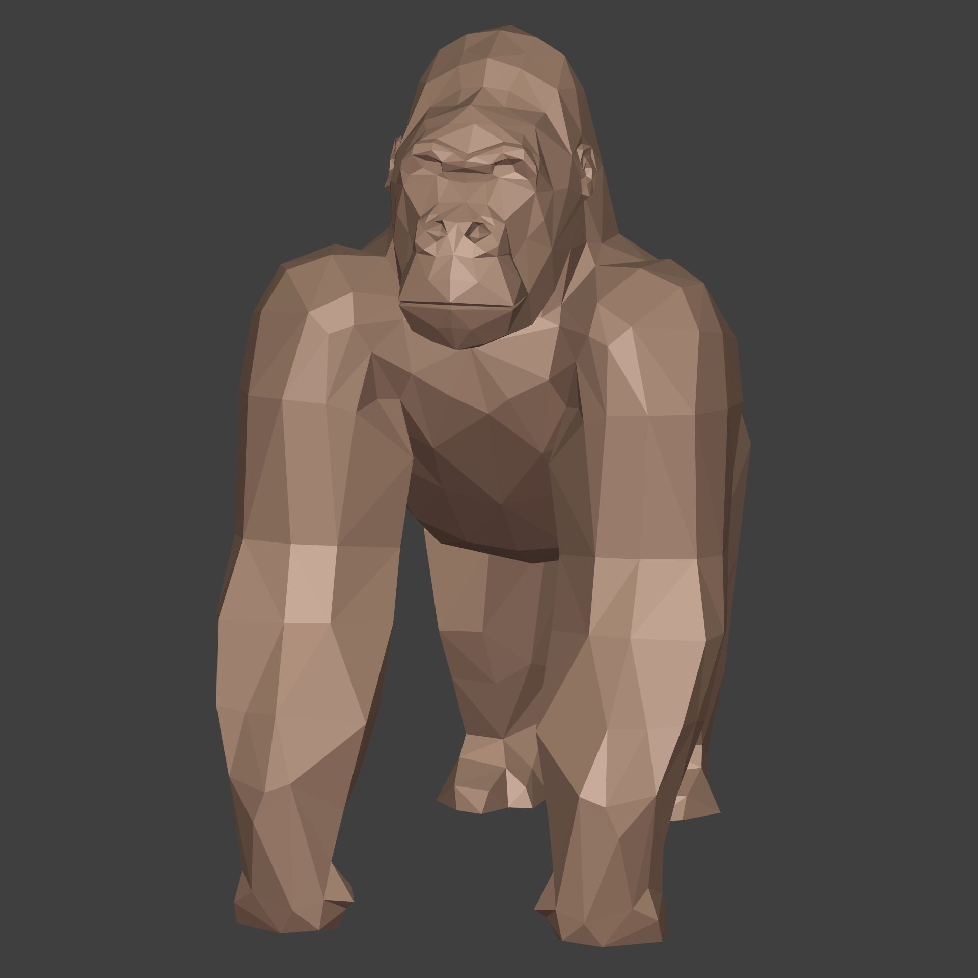 Polygonal Gorilla Figurine 3D print model_3