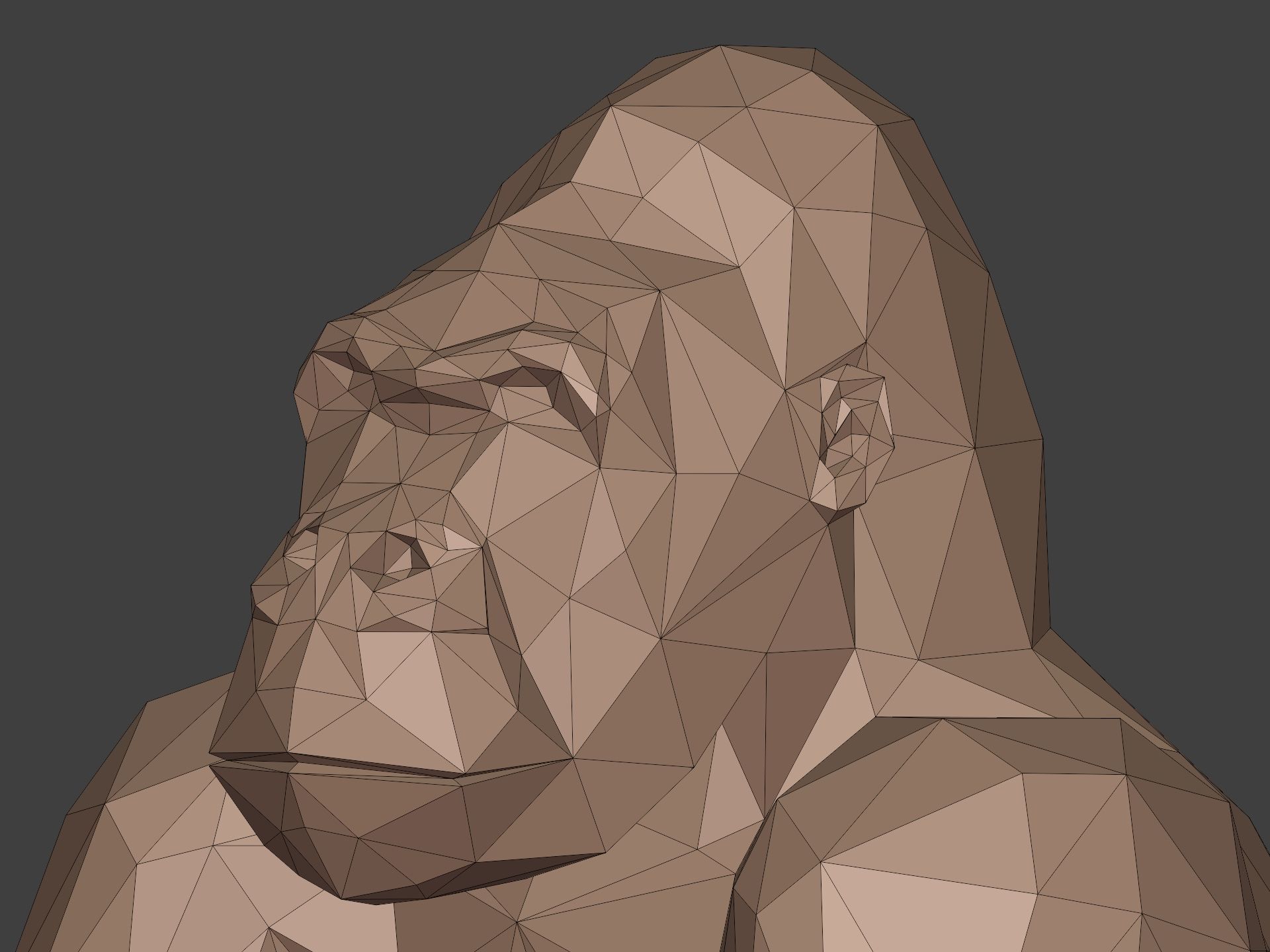 Polygonal Gorilla Figurine 3D print model_14