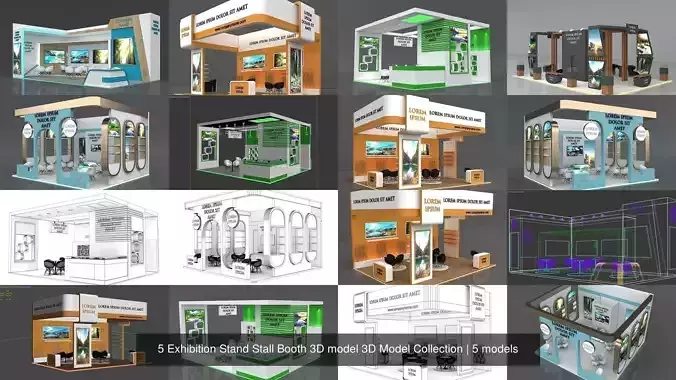 5 Exhibition Stand Stall Booth 3D model 3D Model Collection