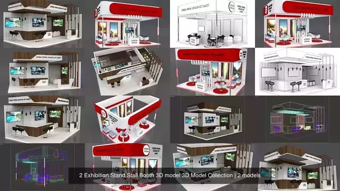 2 Exhibition Stand Stall Booth 3D model 3D Model Collection