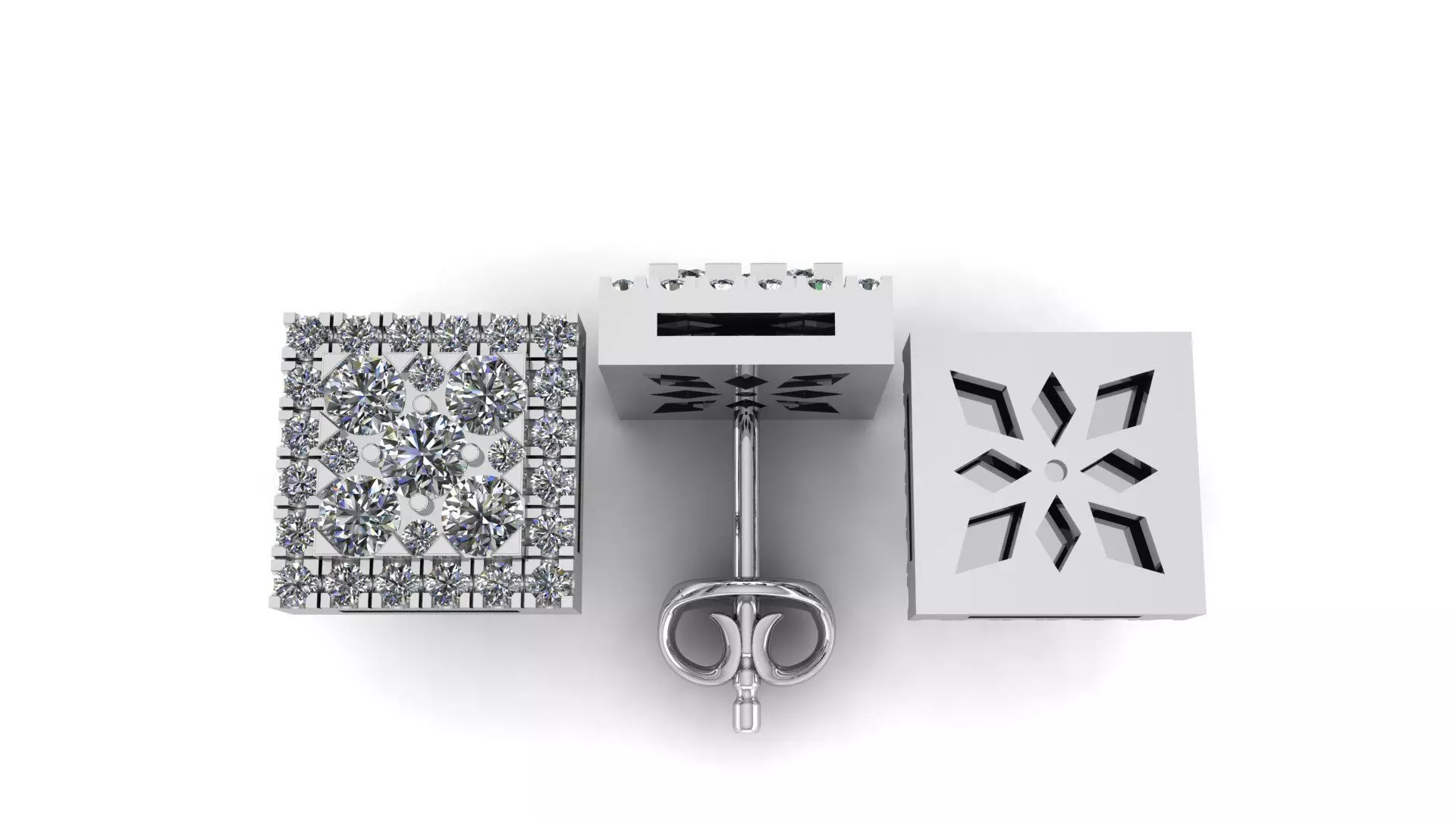 Pusset square Earring 3D print model