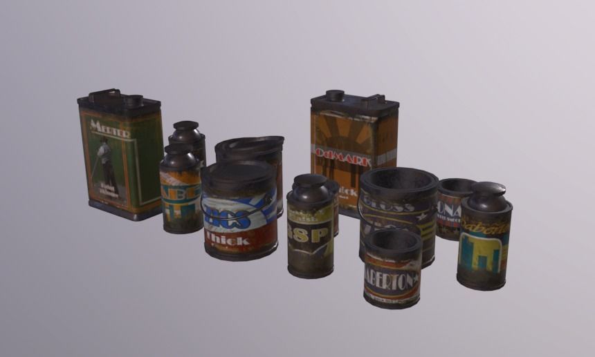 Paint Cans Low-poly 3D model_2