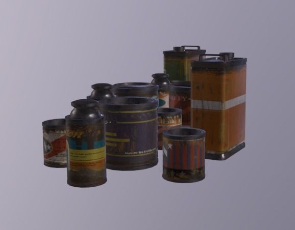 Paint Cans Low-poly 3D model_3