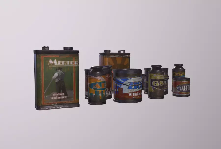 Paint Cans Low-poly 3D model_0
