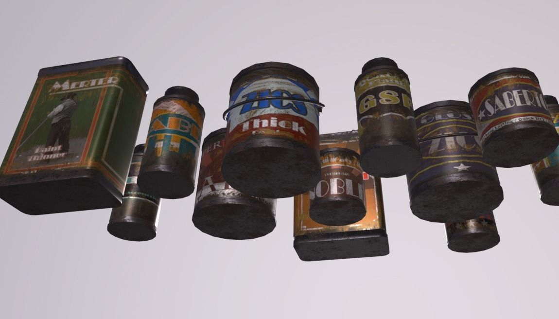 Paint Cans Low-poly 3D model_5