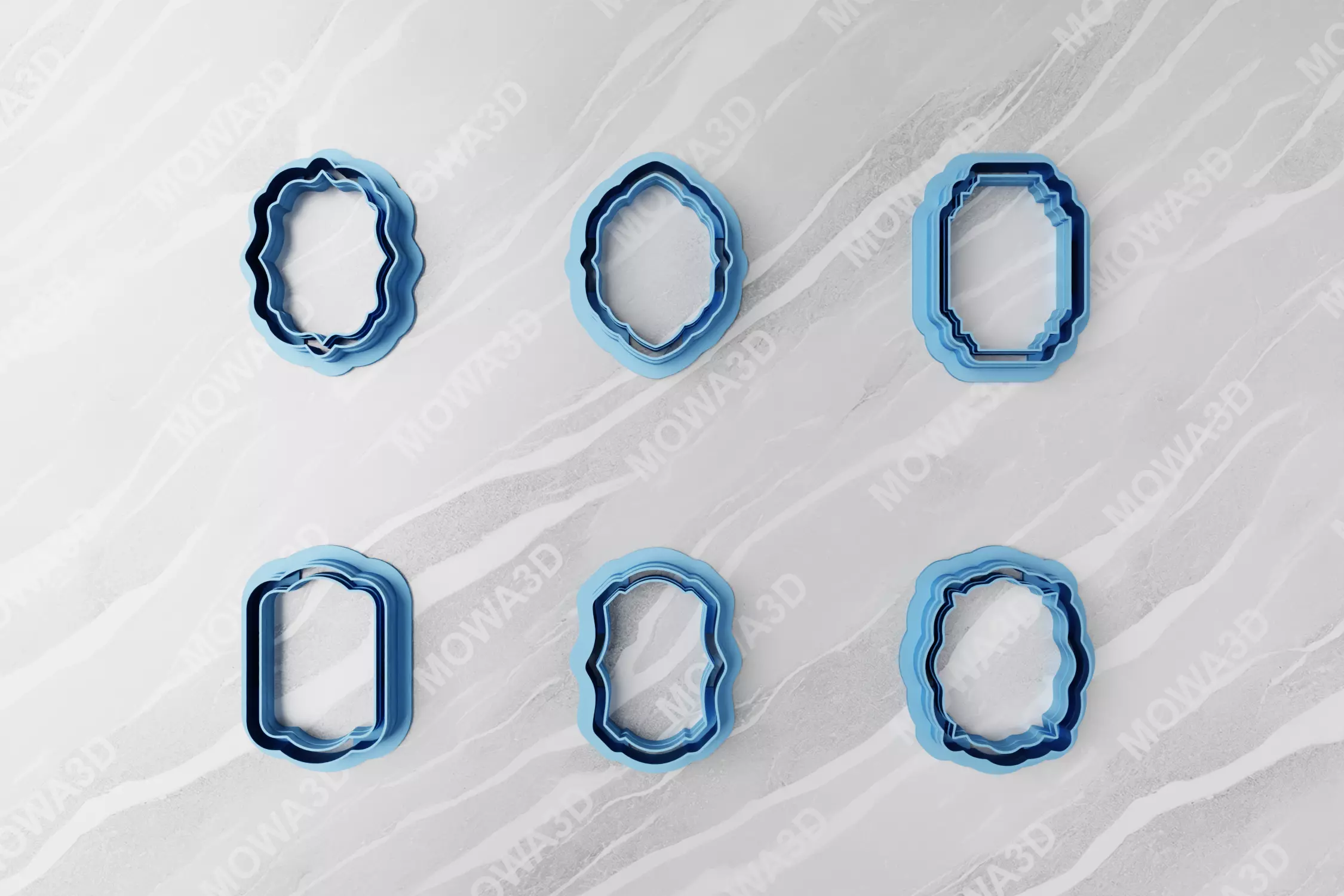 Set of 06 Vintage Frame Border Clay Cutter 3D print model_0