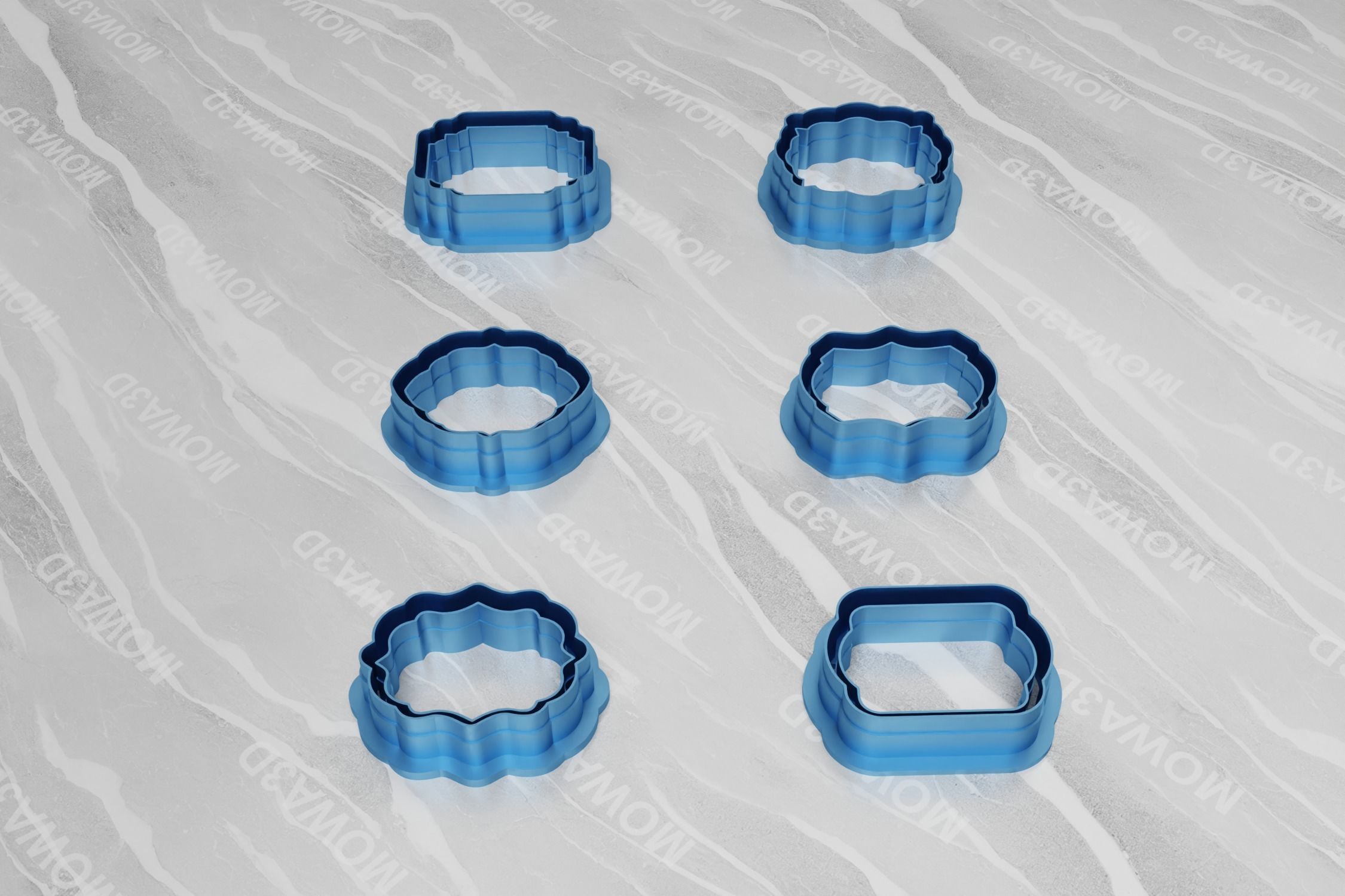 Set of 06 Vintage Frame Border Clay Cutter 3D print model_3