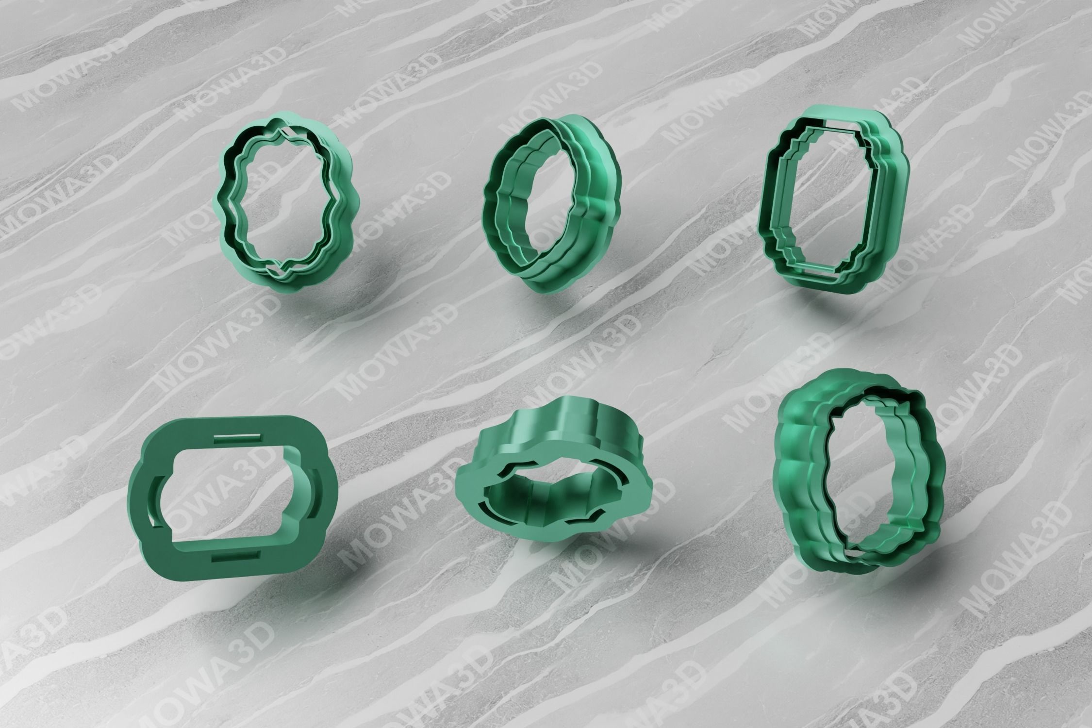 Set of 06 Vintage Frame Border Clay Cutter 3D print model_1