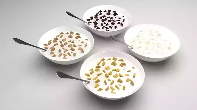 Bowl of Pillow Cereals 3D model Bowl of Pillow Cereals 3D model