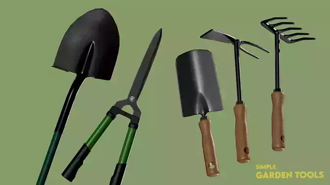 5 simple Garden Tools Low-poly 3D model 5 simple Garden Tools Low-poly 3D model