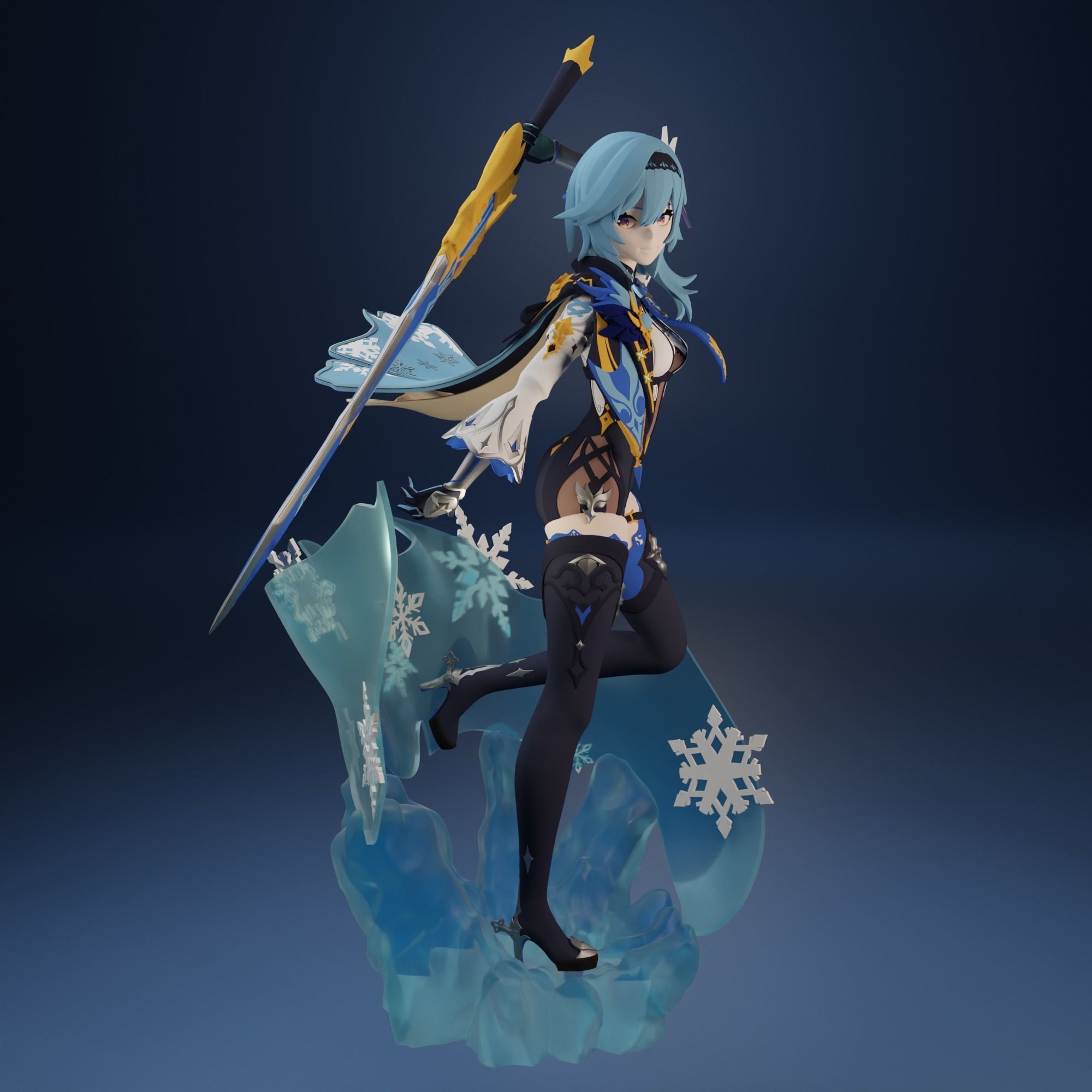 Eula from Genshin Impact 3D print model_1