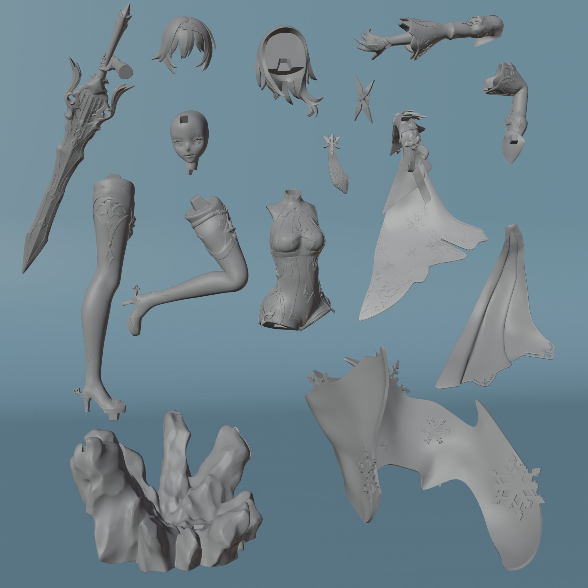 Eula from Genshin Impact 3D print model_11