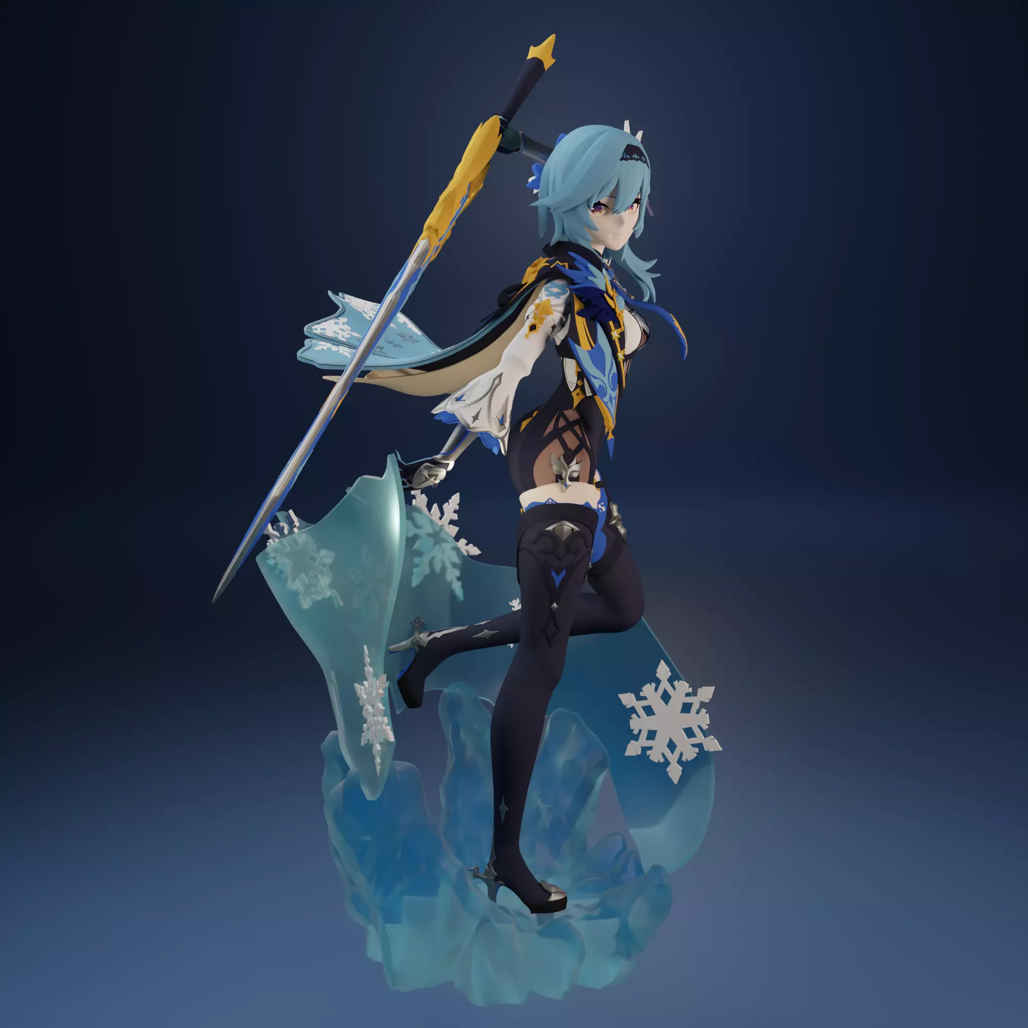 Eula from Genshin Impact 3D print model_0