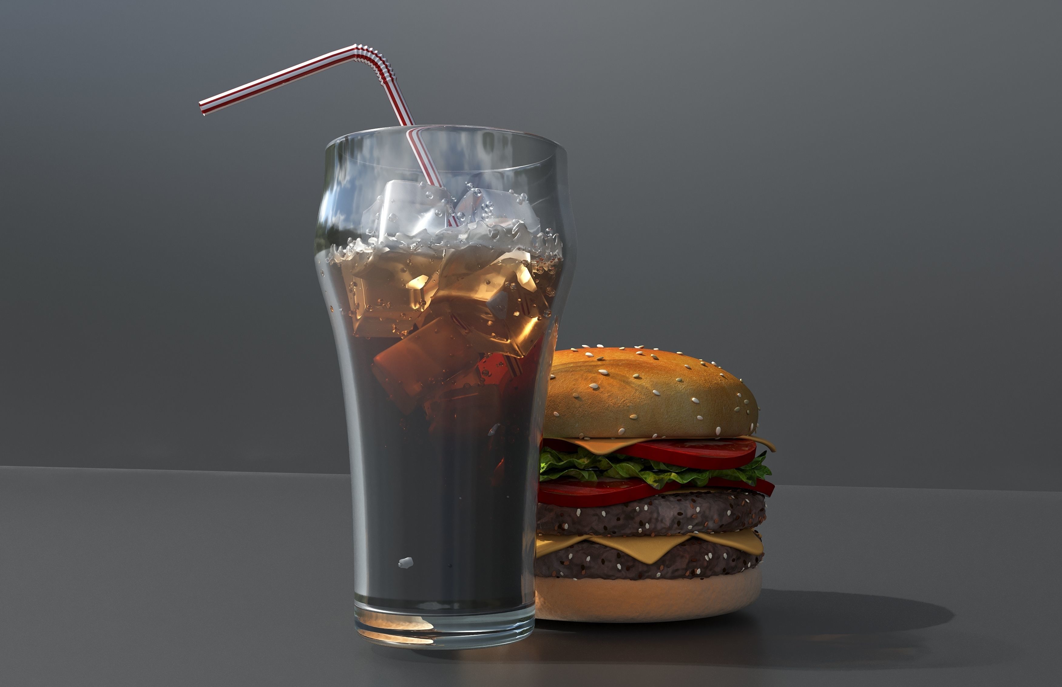 Burger and cola  3D model_1