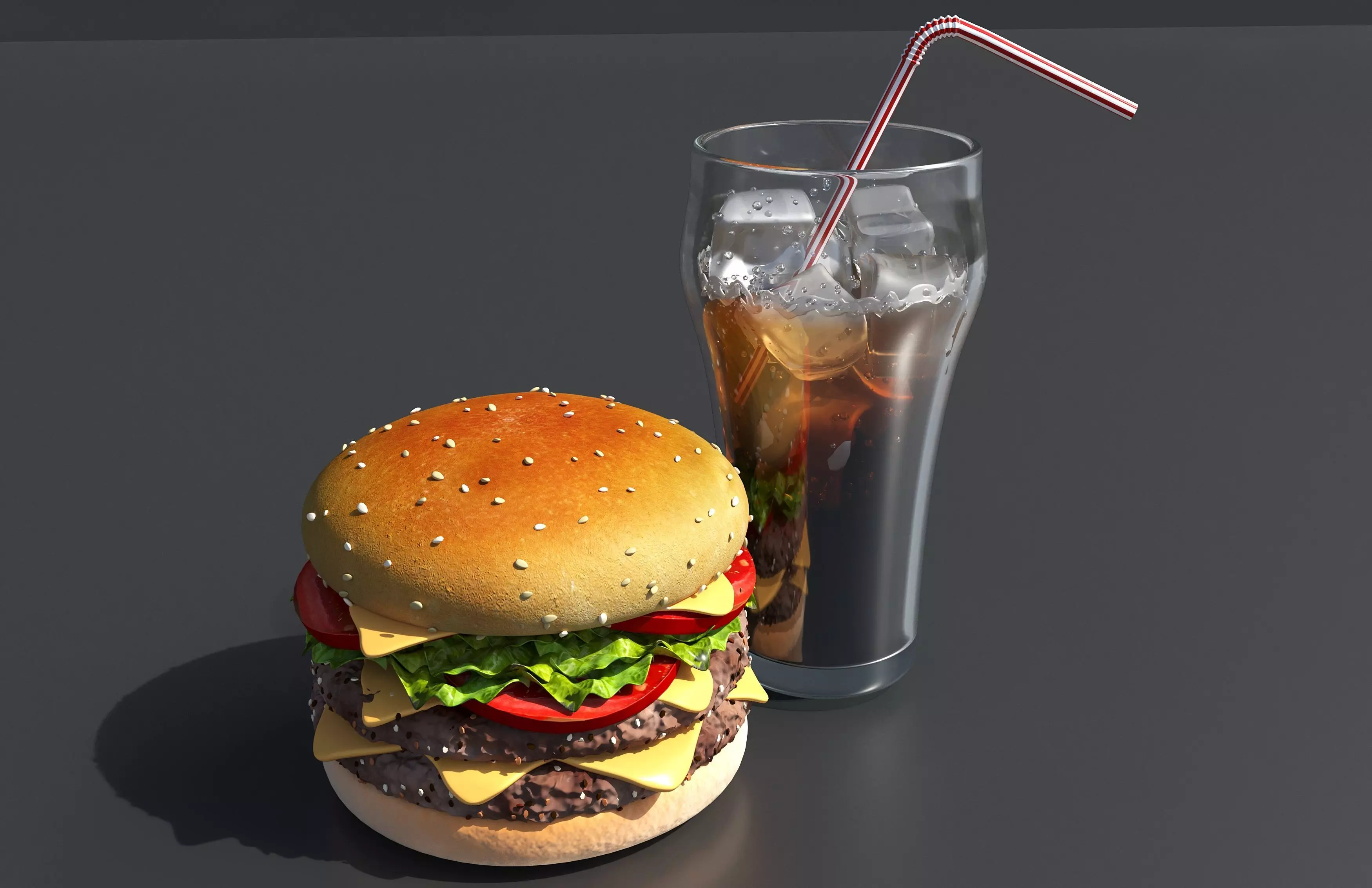 Burger and cola  3D model_0