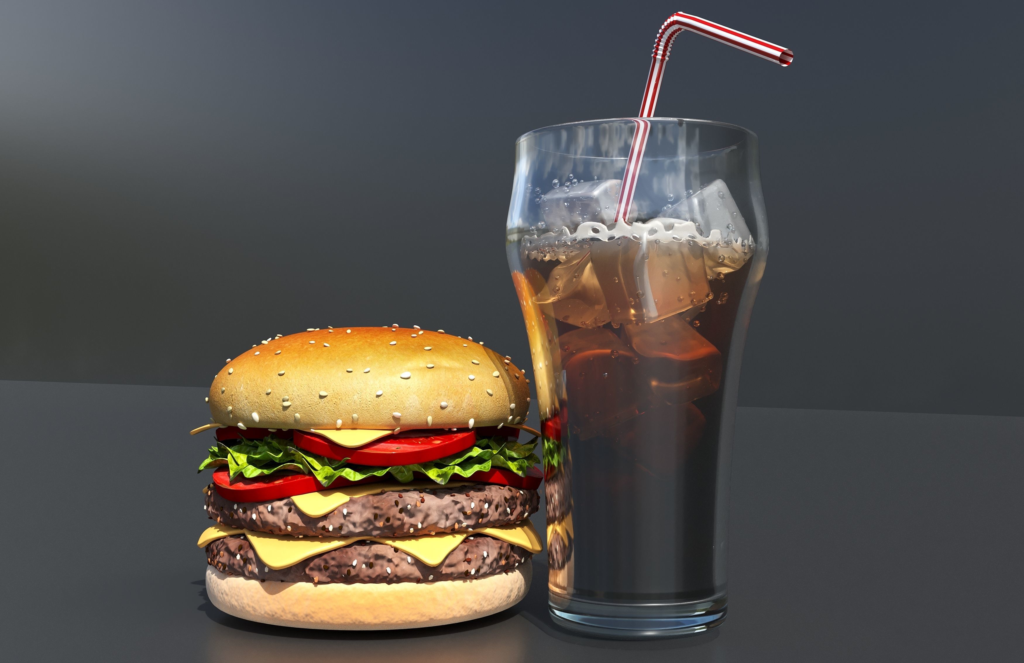 Burger and cola  3D model_2