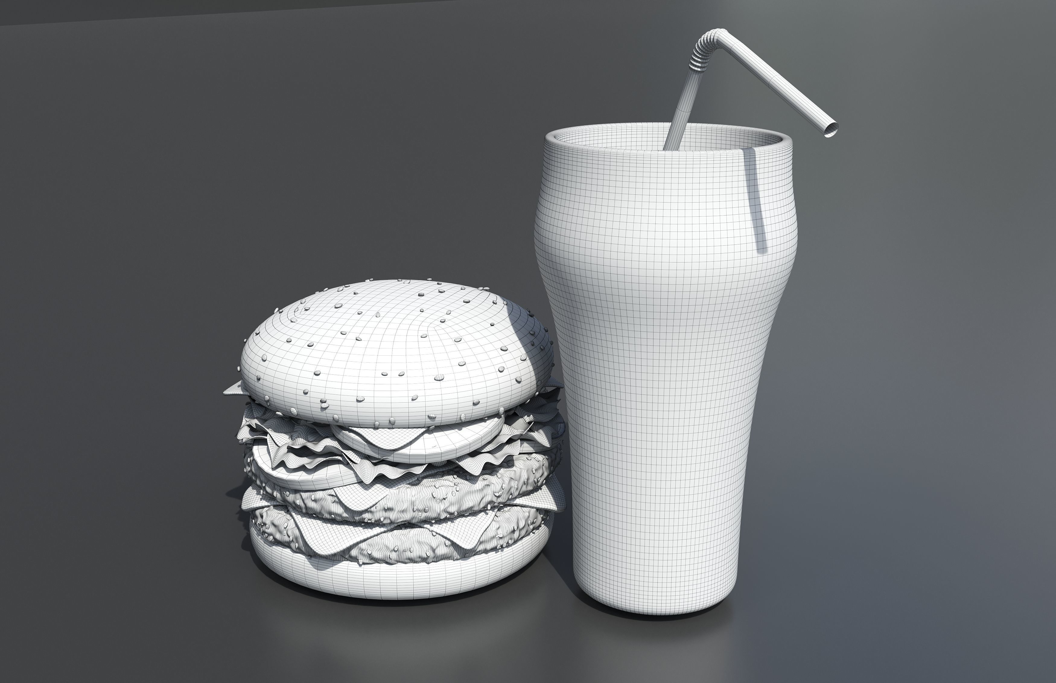 Burger and cola  3D model_6