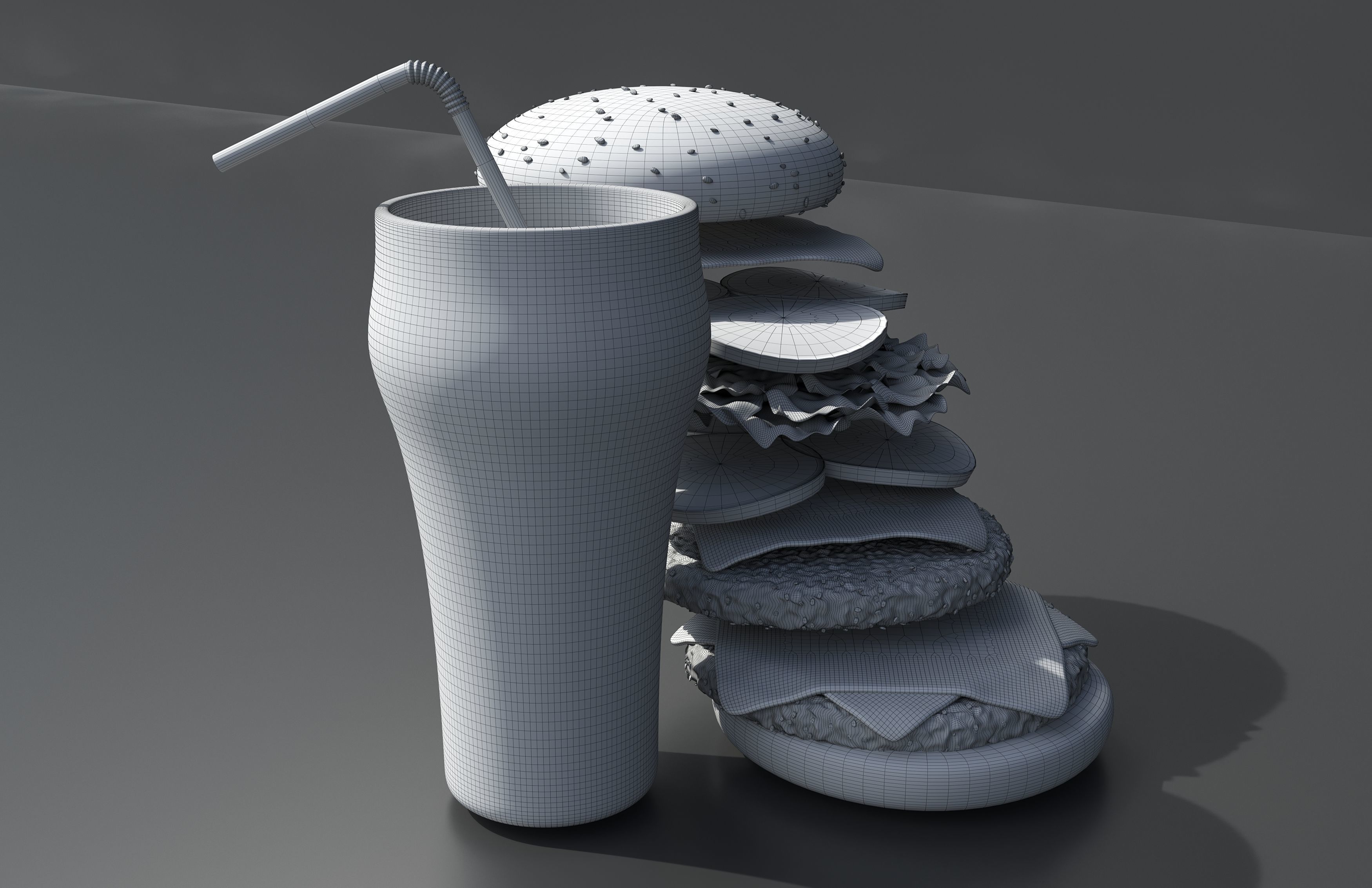 Burger and cola  3D model_5
