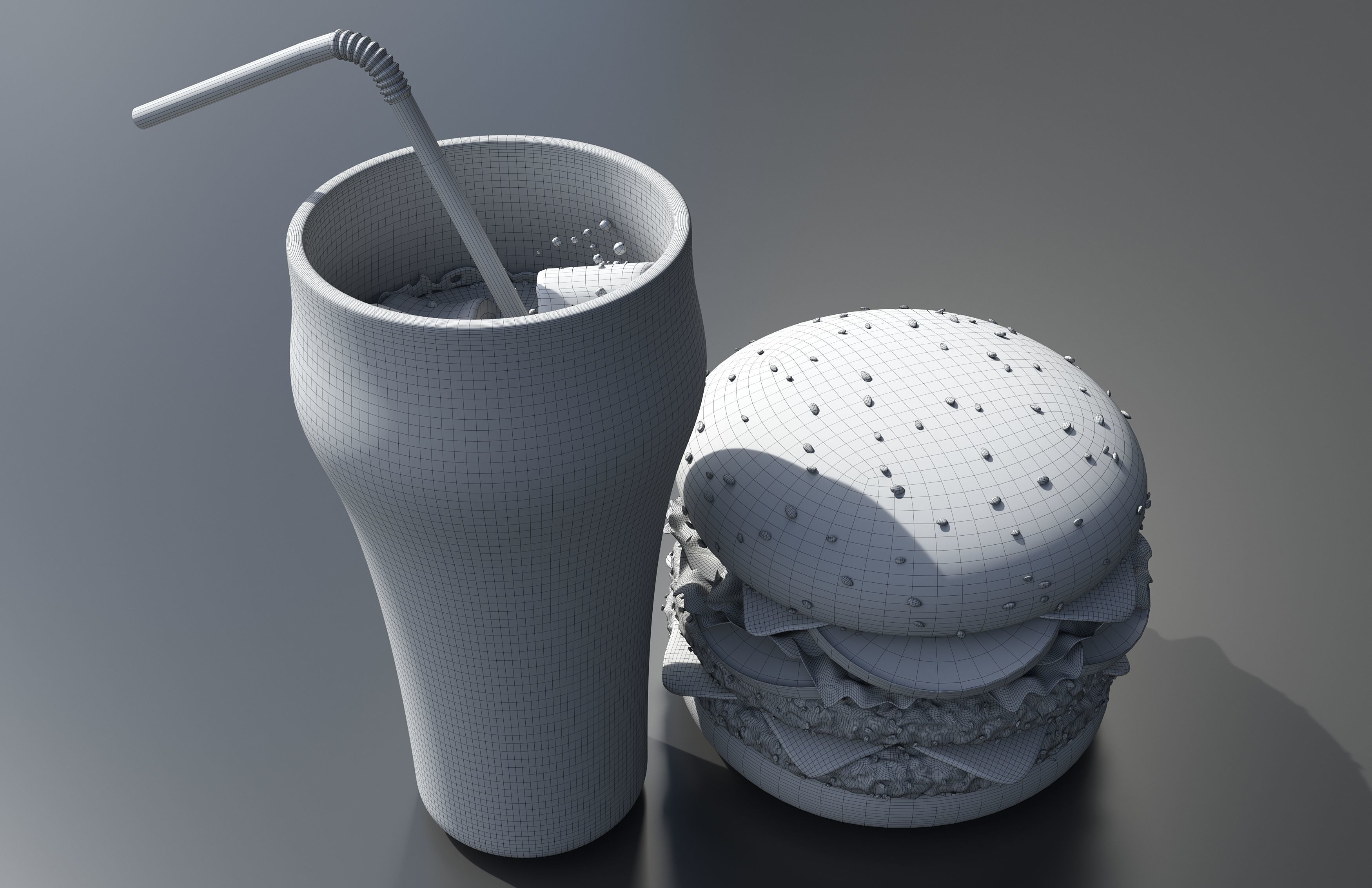 Burger and cola  3D model_7