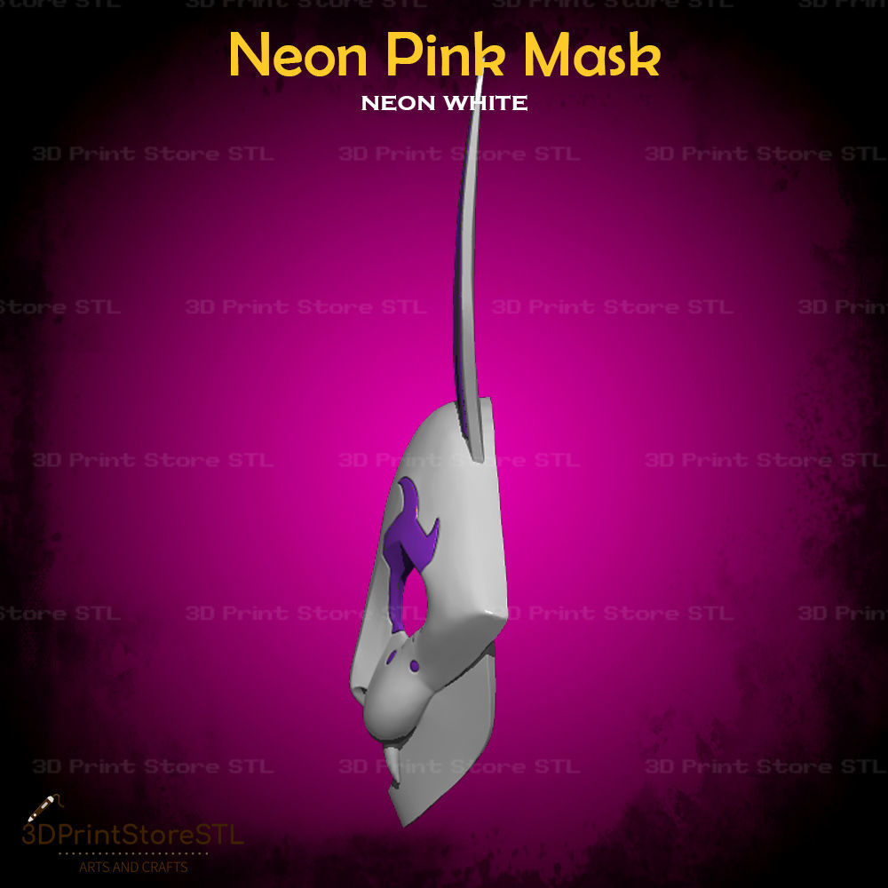 Pink Mask  Cosplay Neon White Game - STL File 3D print model_2