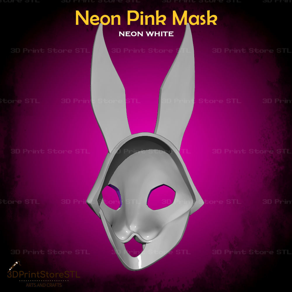 Pink Mask  Cosplay Neon White Game - STL File 3D print model_3