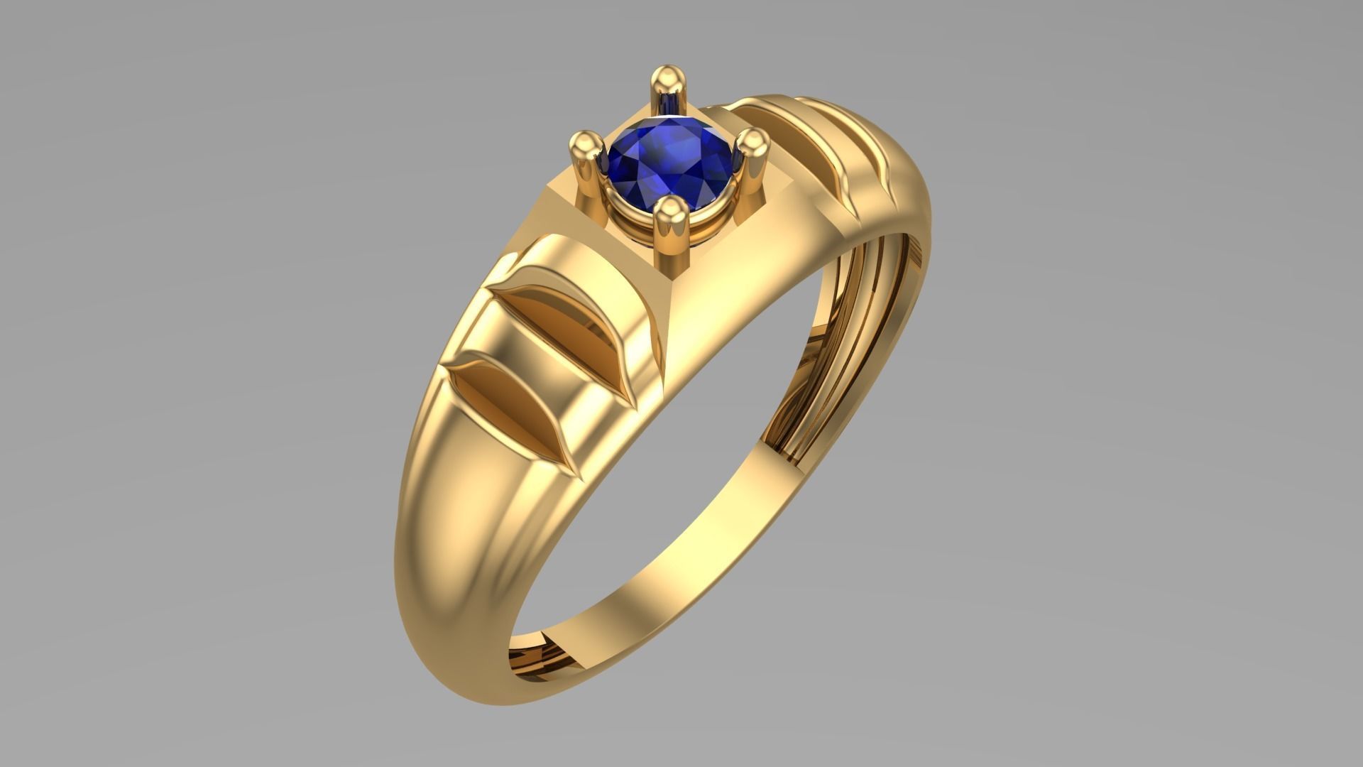 SINGLE STONE RING-RT01 3D print model_3