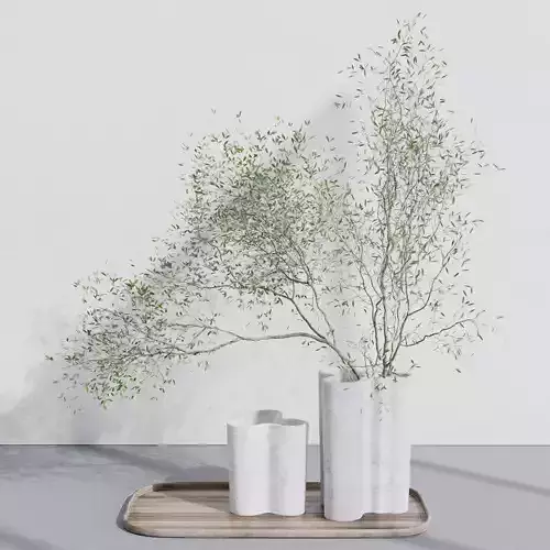 Tree branch in a concrete vase set 390 indoor plant Low-poly 3D model