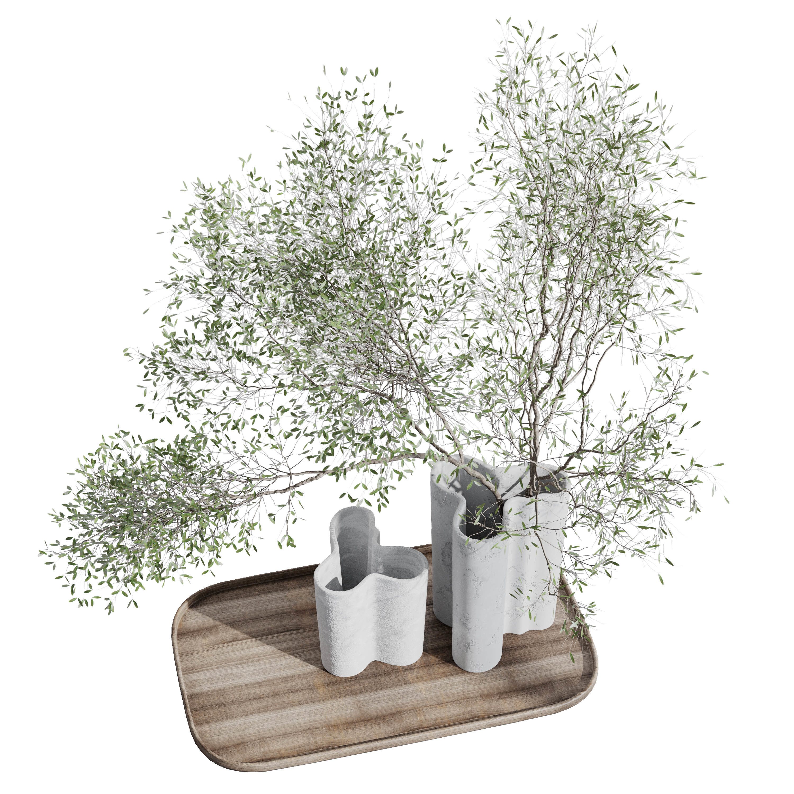 Tree branch in a concrete vase set 390 indoor plant Low-poly 3D model_3
