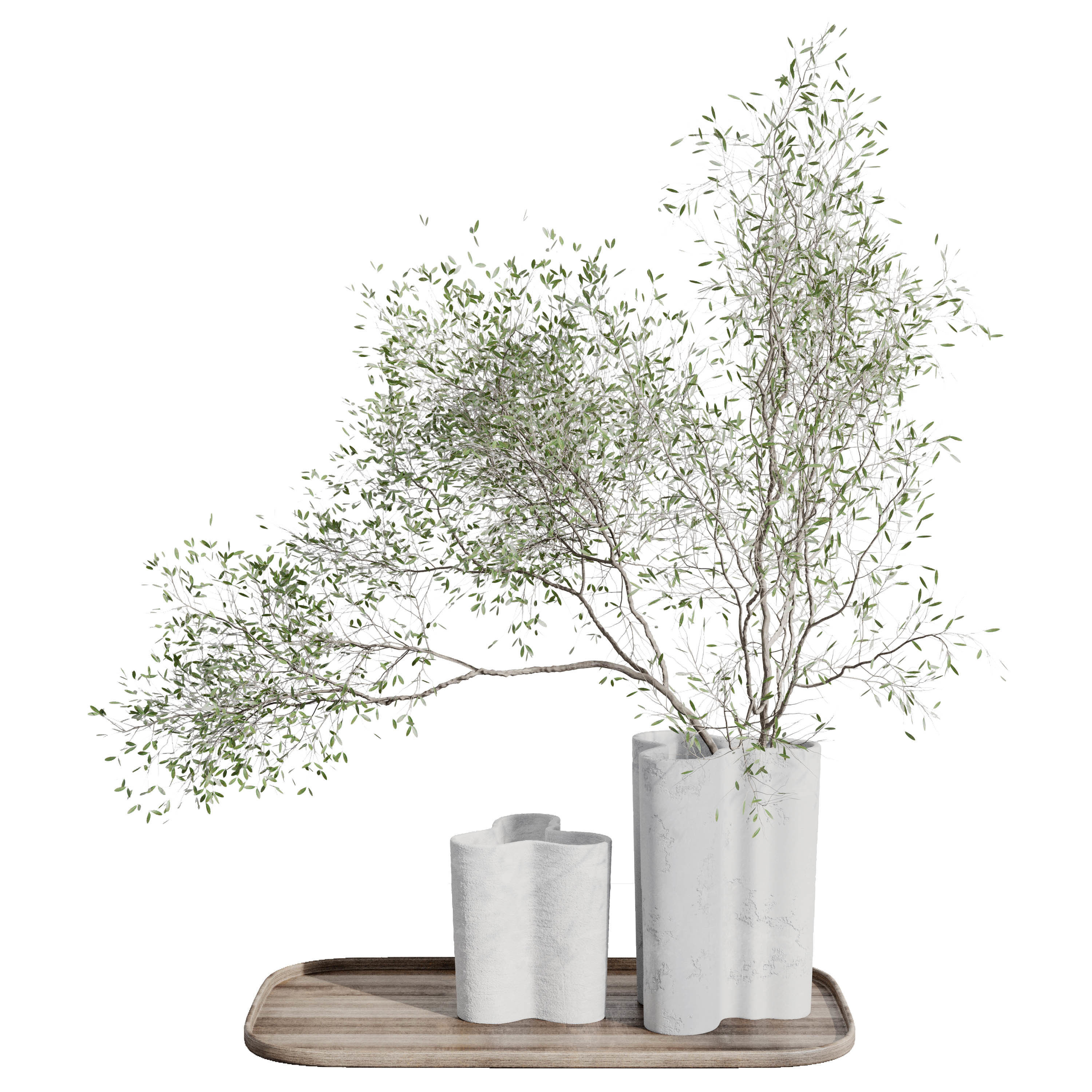 Tree branch in a concrete vase set 390 indoor plant Low-poly 3D model_1