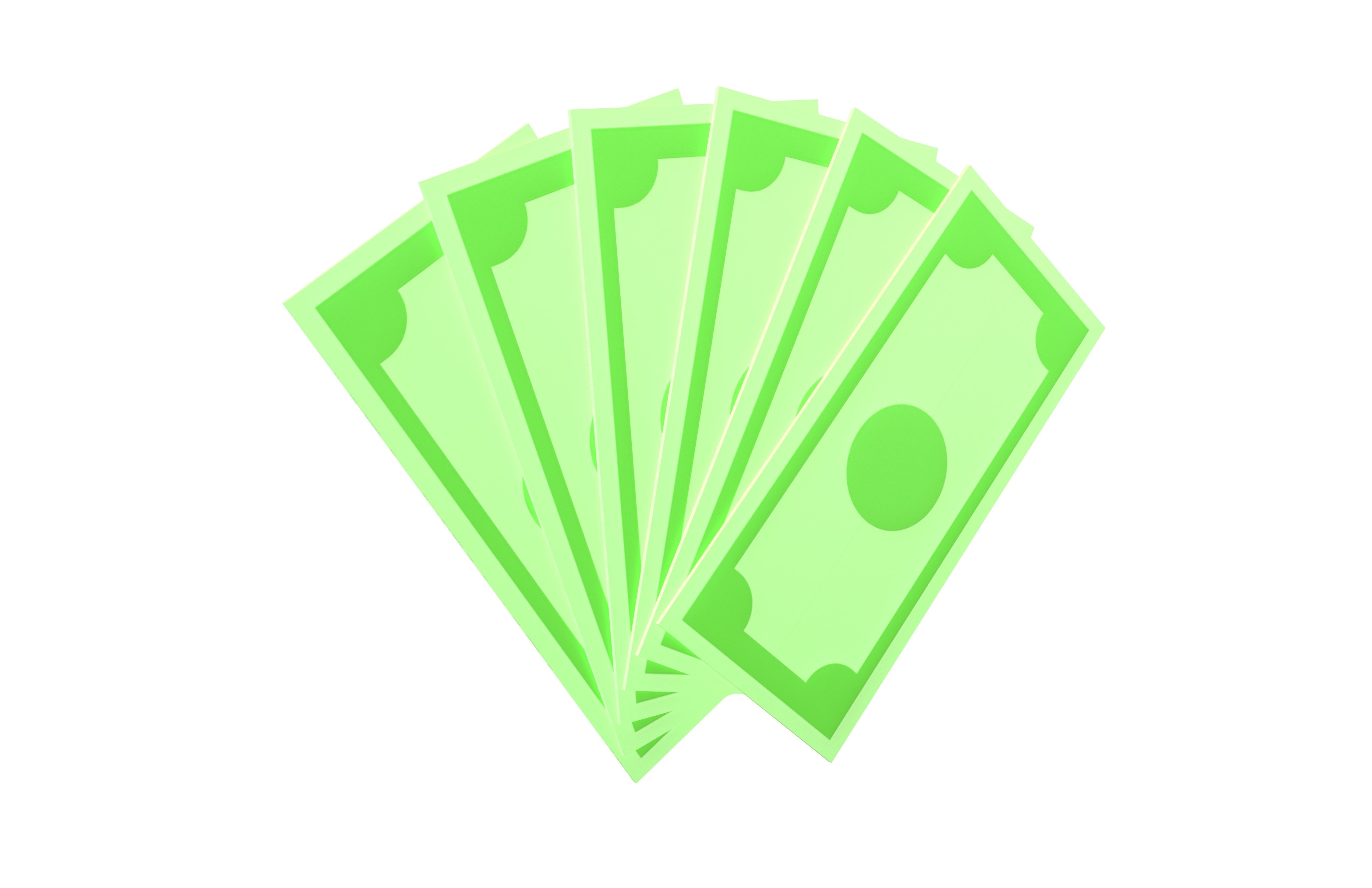 Spread Out Cartoon Money v1 001 Low-poly 3D model_1