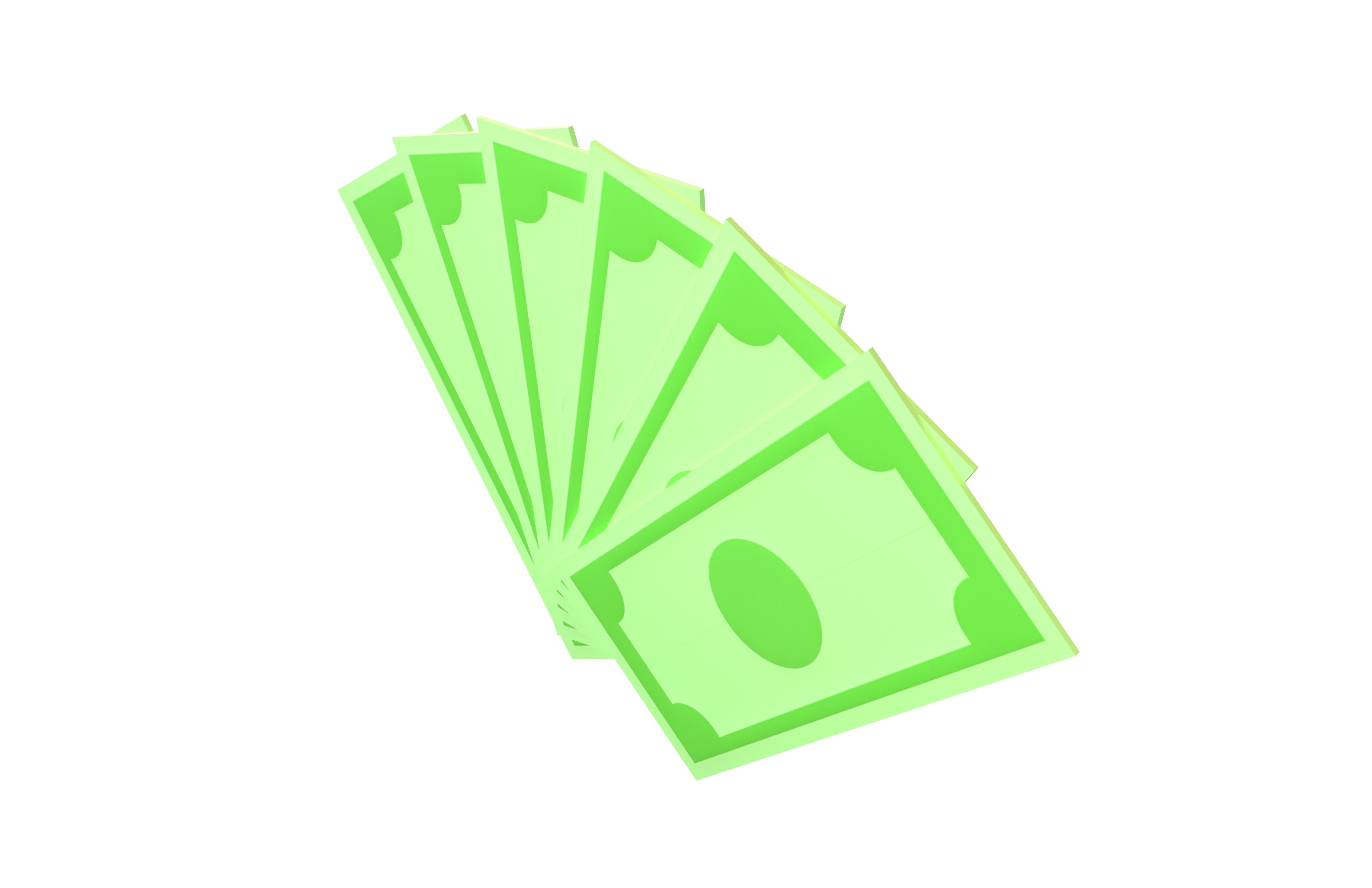 Spread Out Cartoon Money v1 001 Low-poly 3D model_2