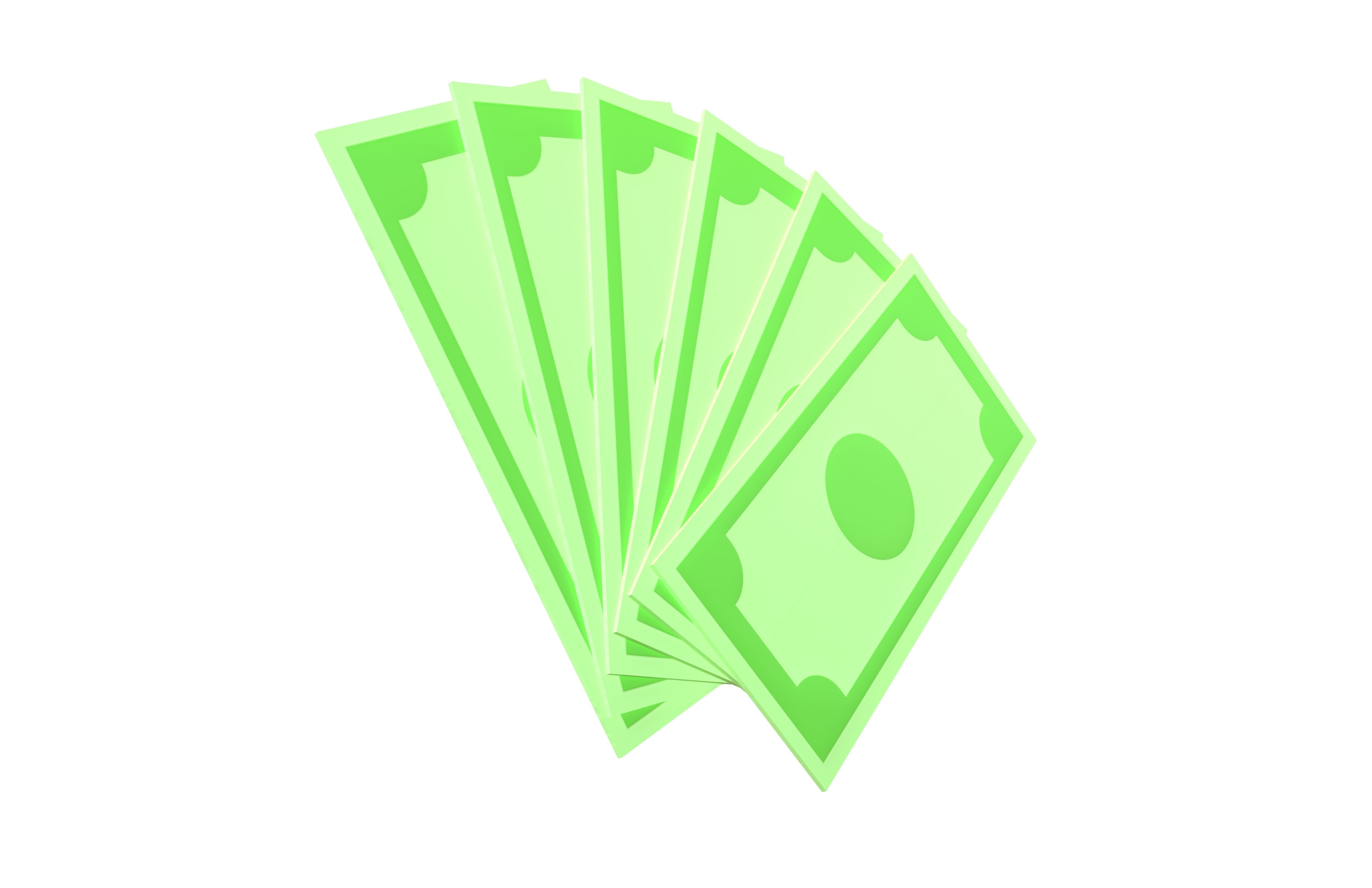 Spread Out Cartoon Money v1 001 Low-poly 3D model_3