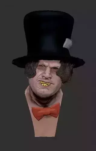 Crazy head with top hat and bow tie 3D model