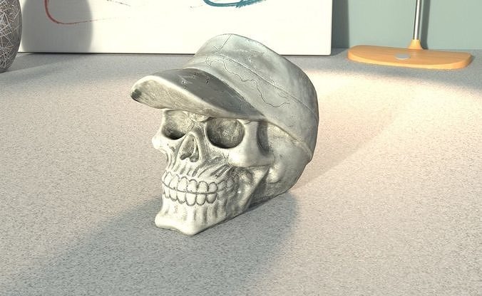 Baseball Cap Skull - Detailed 3D Model for Printing and CGI 3D print model