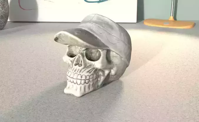 Baseball Cap Skull - Detailed 3D Model for Printing and CGI
