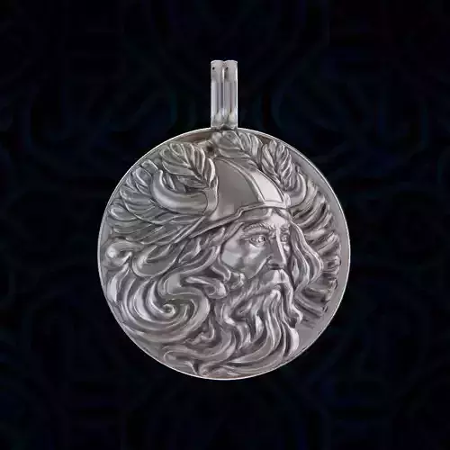 Art Nouveau Viking Round Pendant