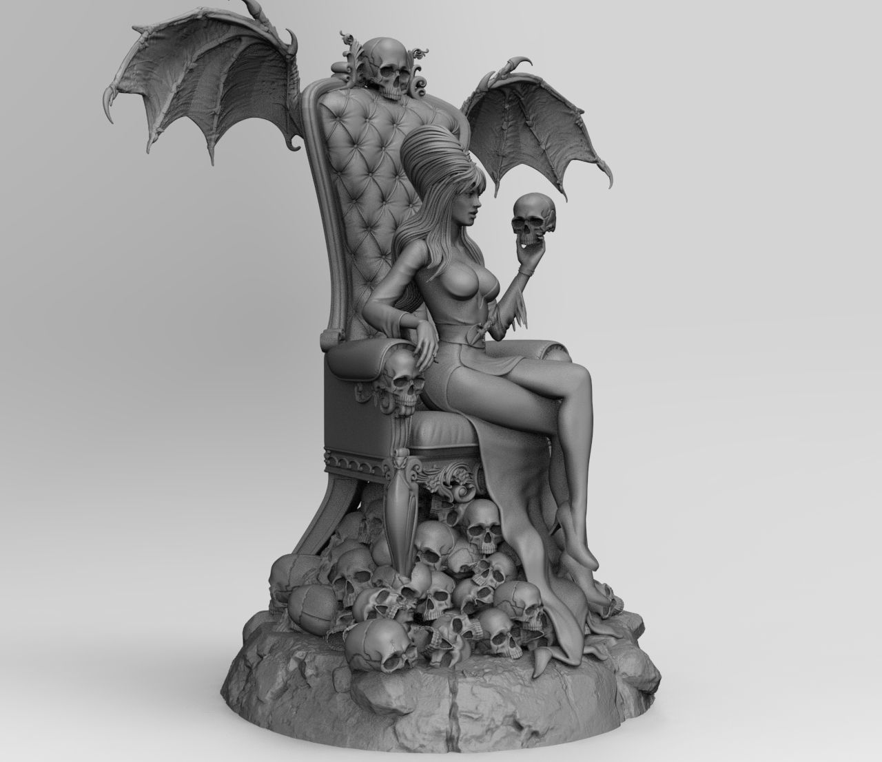 Elvira on throne 3D print model_1