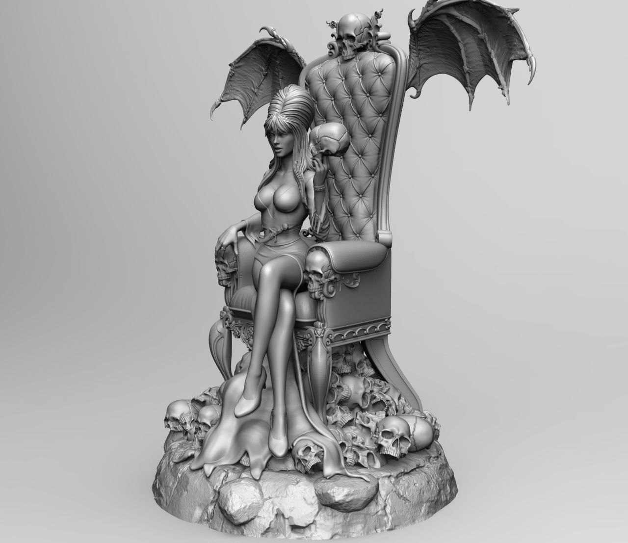 Elvira on throne 3D print model_2
