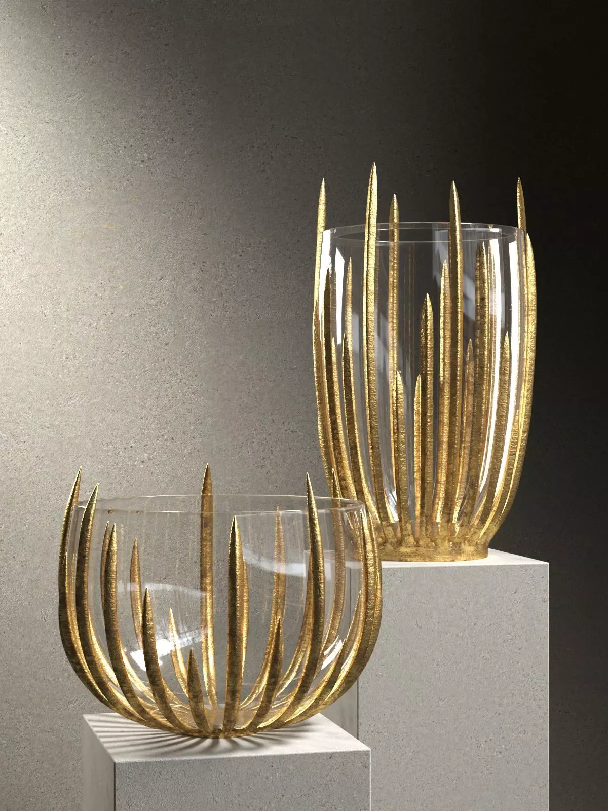 Gold Star Struck Vases 3D model