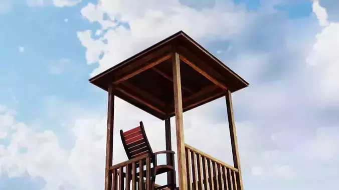 Lifeguard Rescue Guard tower Beach lookout Low-poly 3D model