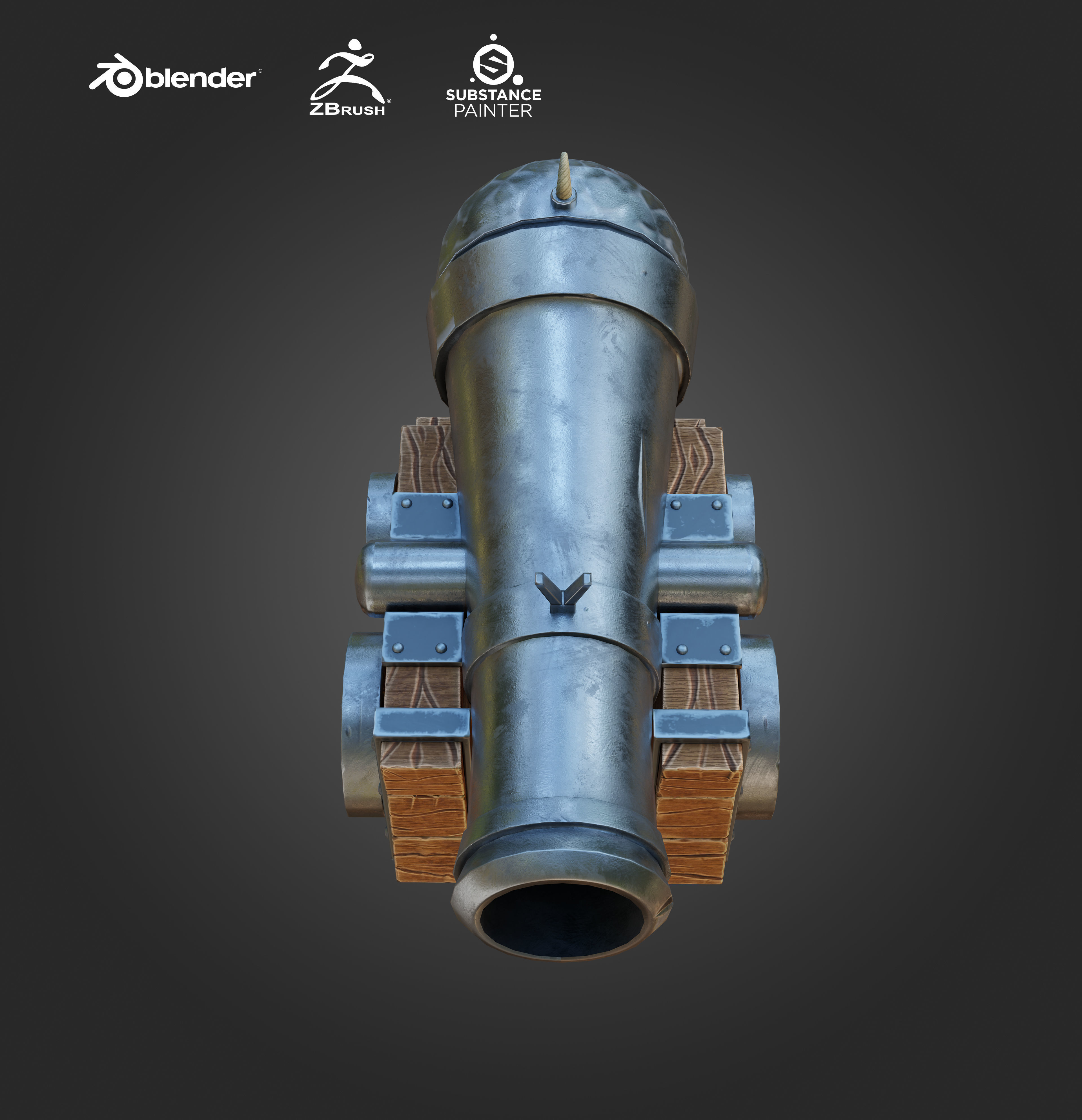 Stylized cannon Game Ready Low-poly 3D model_3