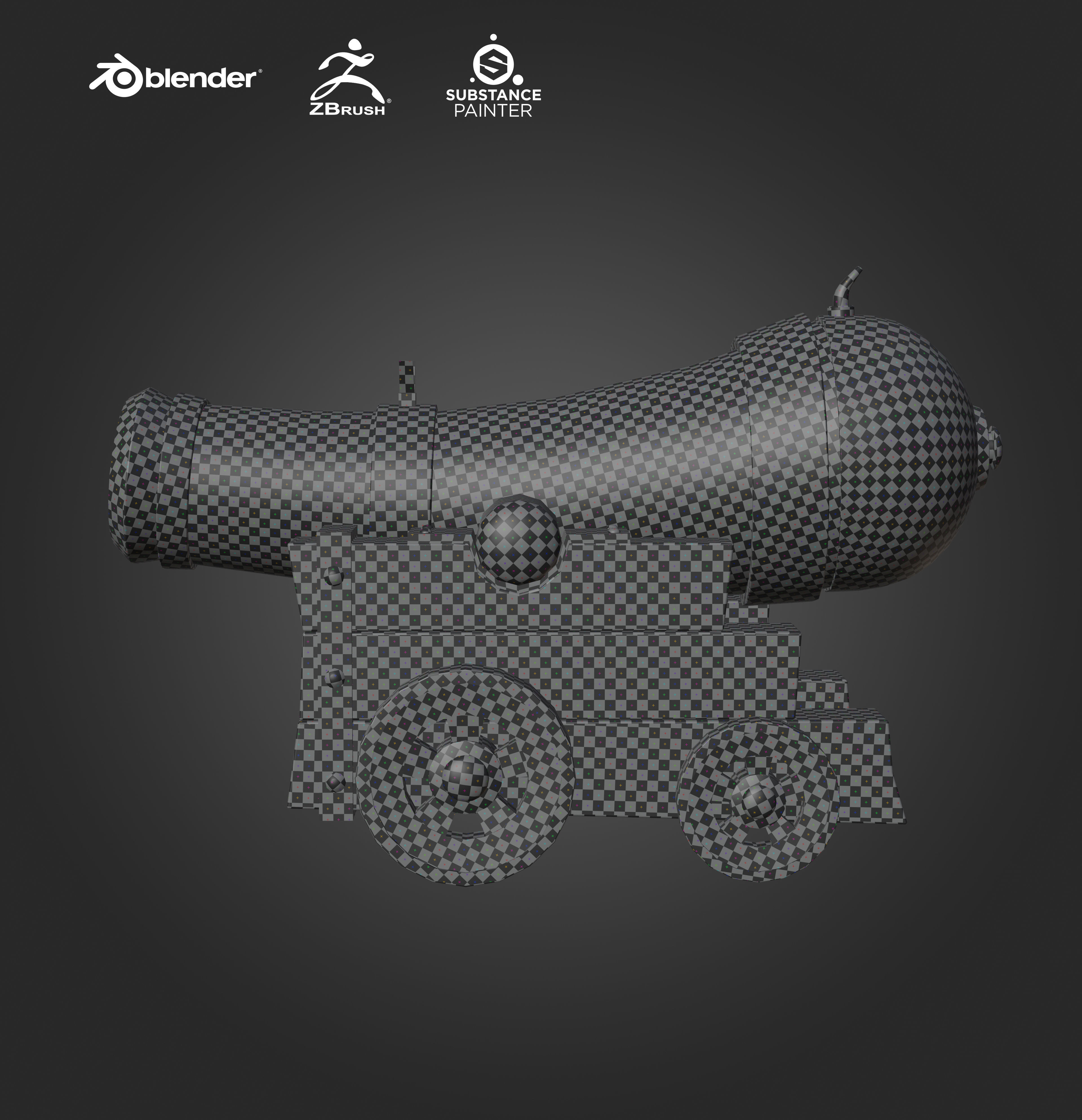 Stylized cannon Game Ready Low-poly 3D model_5