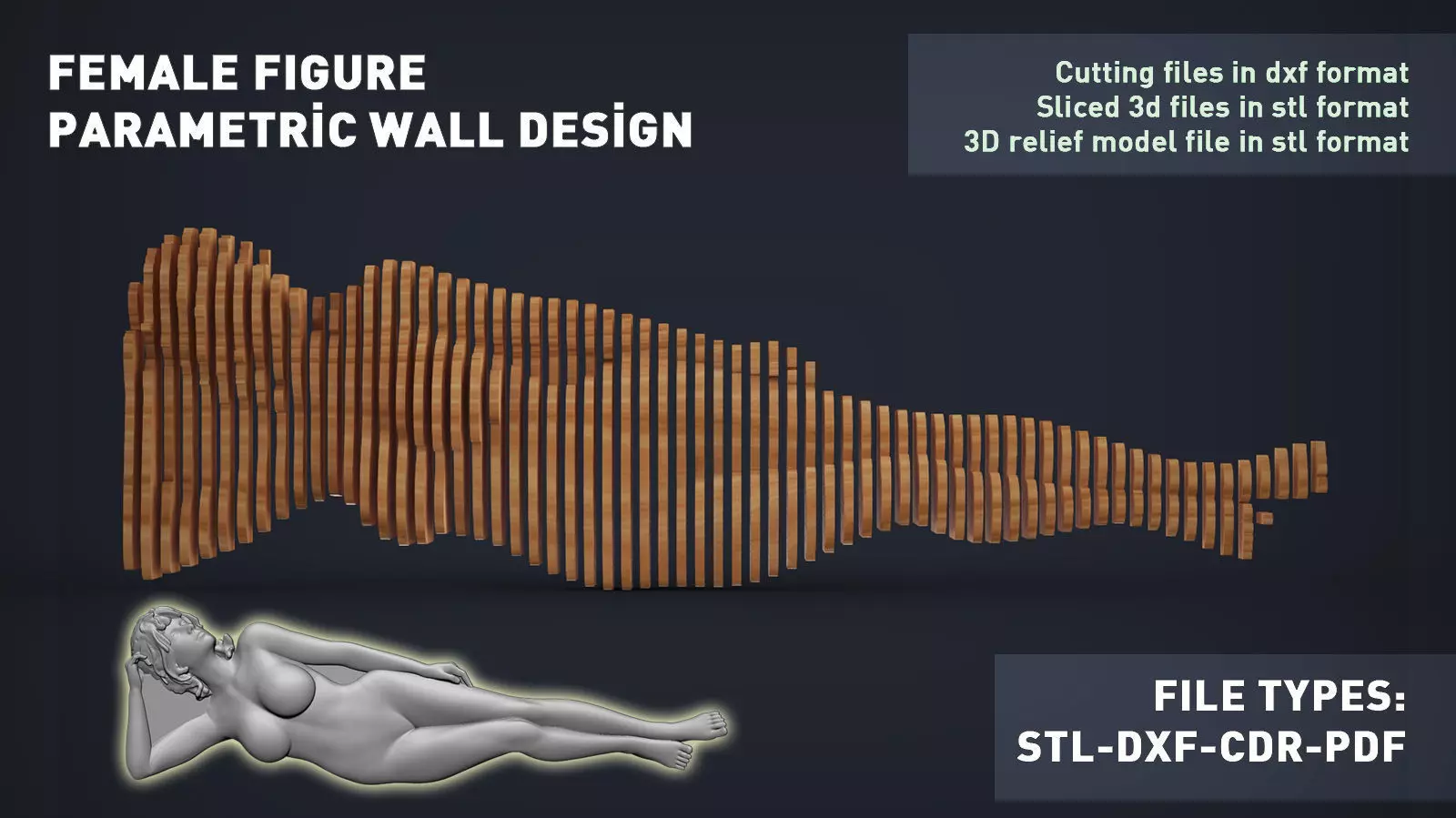 Female Figure Parametric Wall Art 3D print model_0