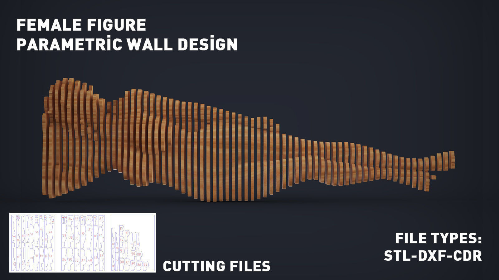 Female Figure Parametric Wall Art 3D print model_1