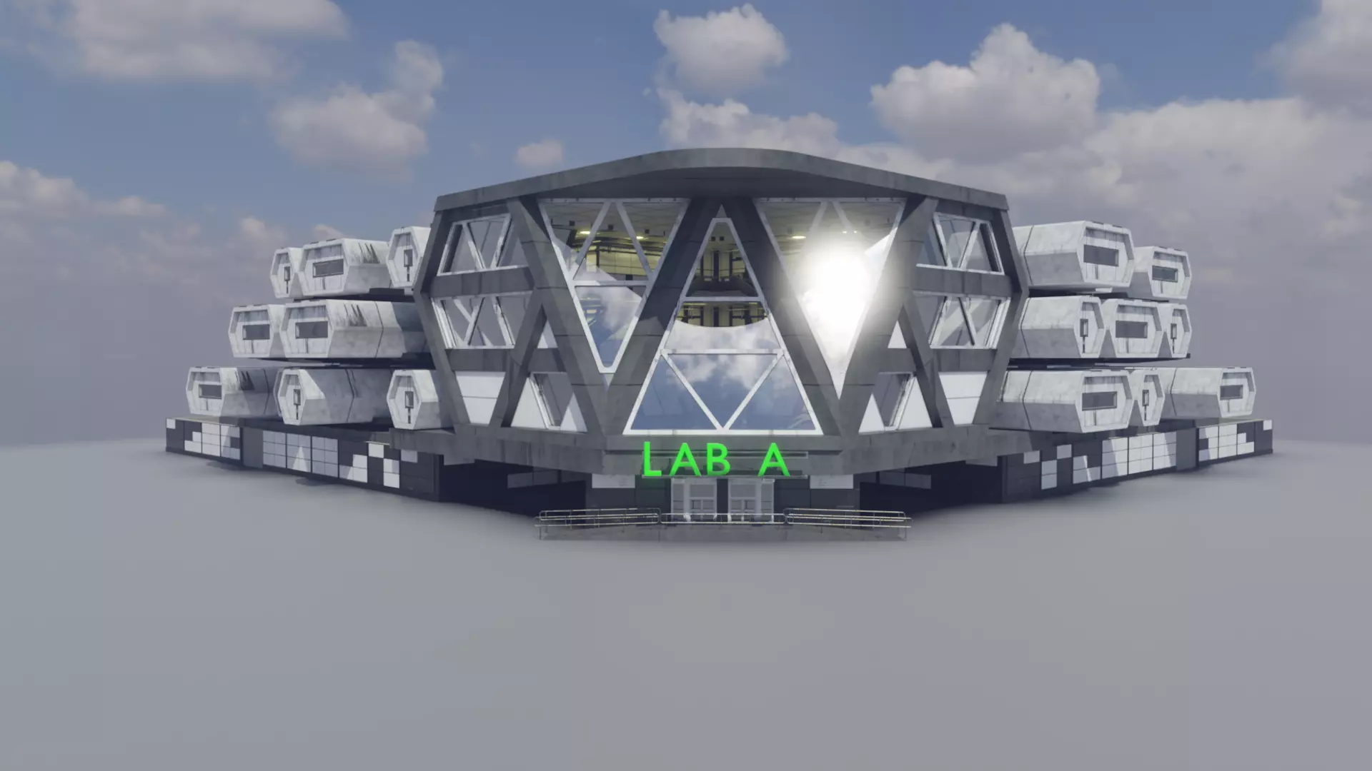 Labolatory with simple interior Low-poly 3D model_0