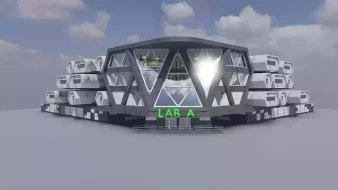 Labolatory with simple interior Low-poly 3D model