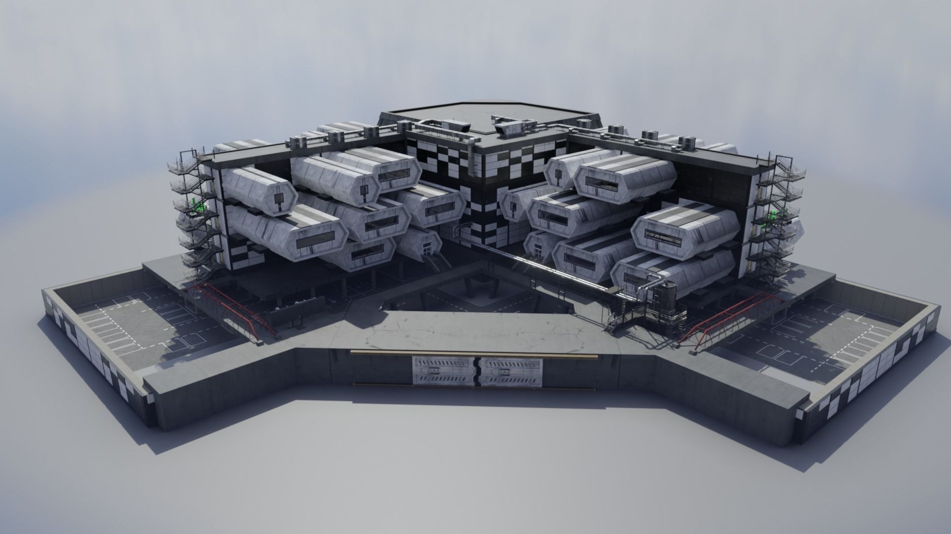 Labolatory with simple interior Low-poly 3D model_2