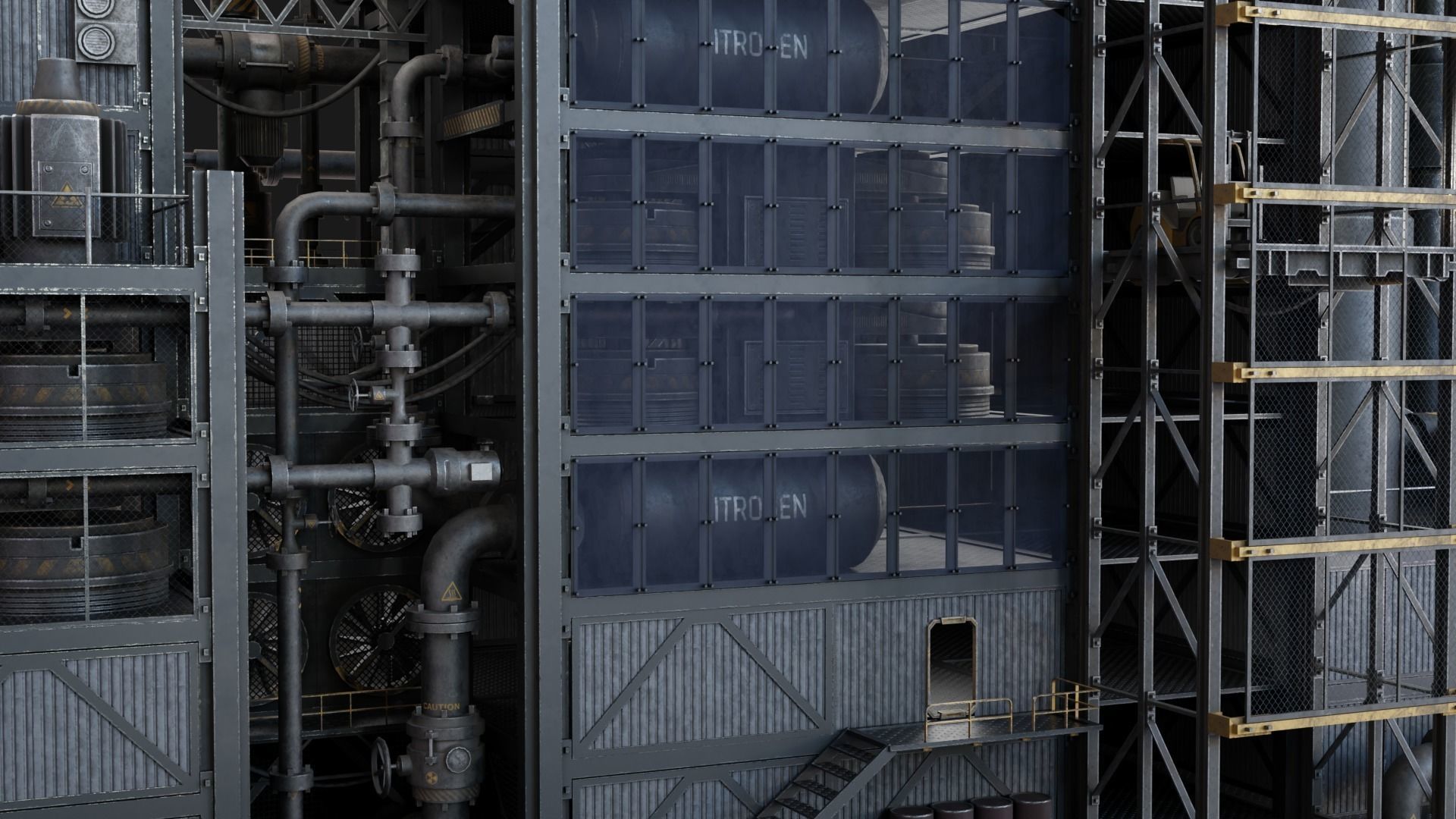 Sci-Fi Industrial Base Kitbash Low-poly 3D model_1