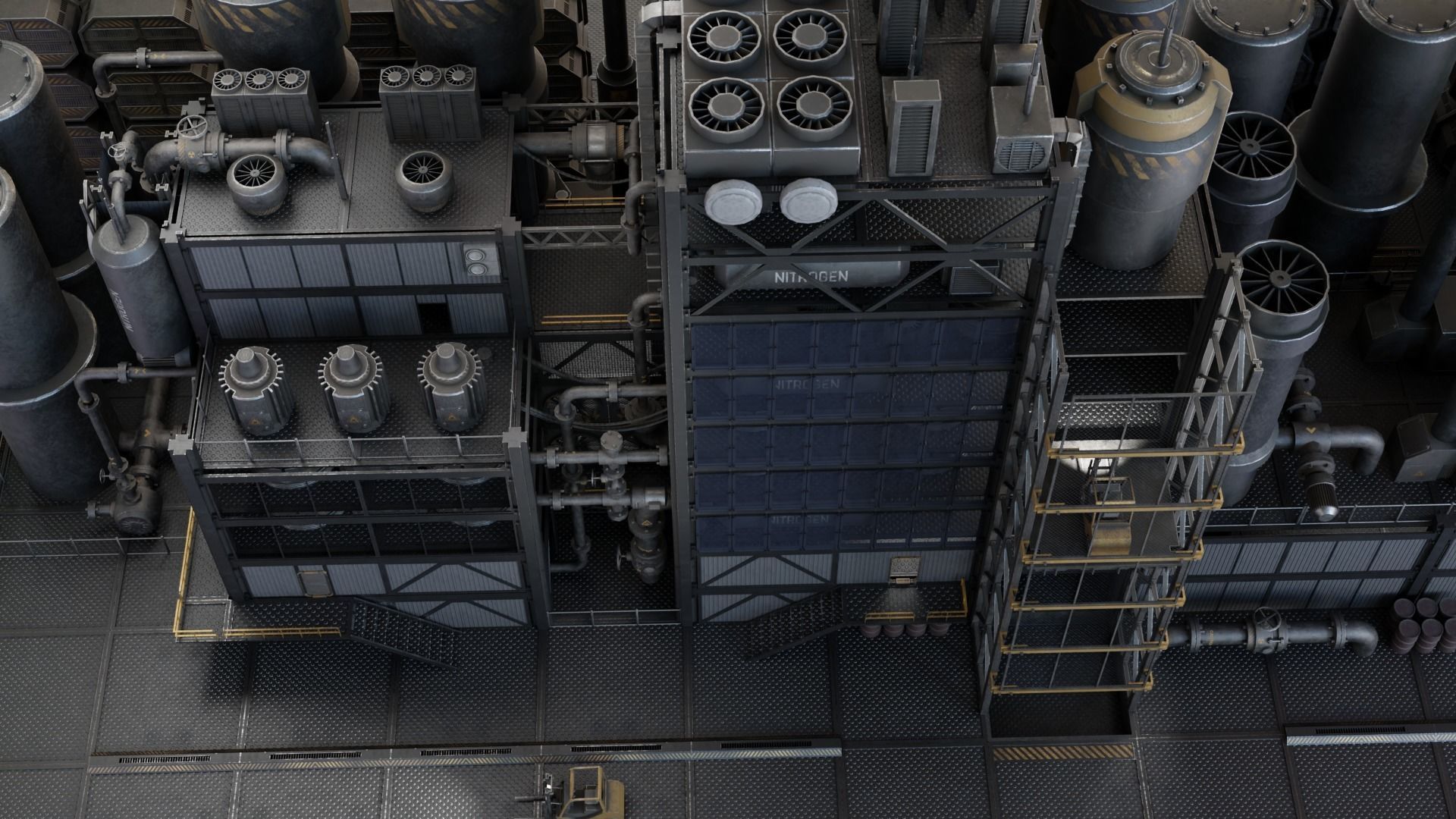 Sci-Fi Industrial Base Kitbash Low-poly 3D model_3