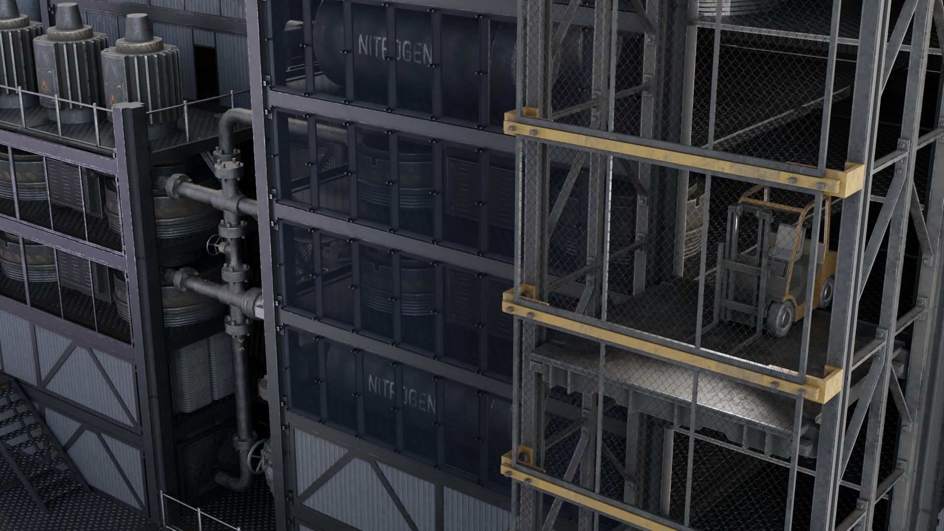 Sci-Fi Industrial Base Kitbash Low-poly 3D model_4